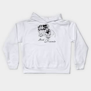 Sweet dog with cute kitten hand drawing Kids Hoodie